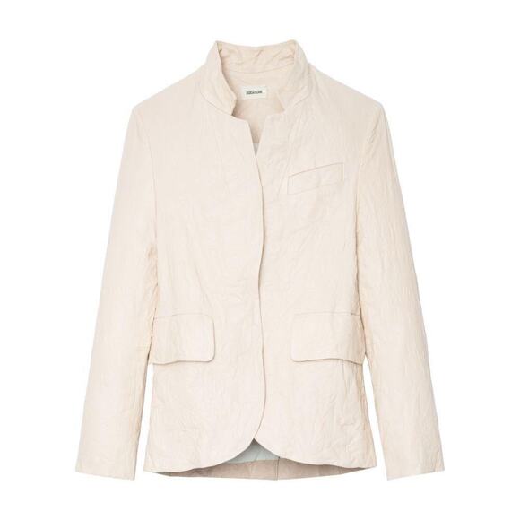 Zadig & Voltaire Verys Creased Leather Jacket in Natural - Picture 1 of 15